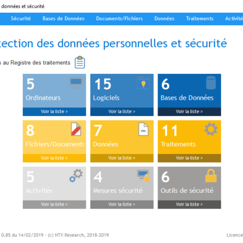 Menu Protection des données et sécurité